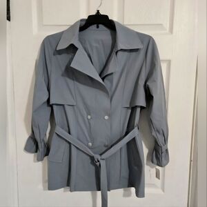 Lightweight Jacket Style Blouse Size Medium Stylish 3/4 Sleeve Gray